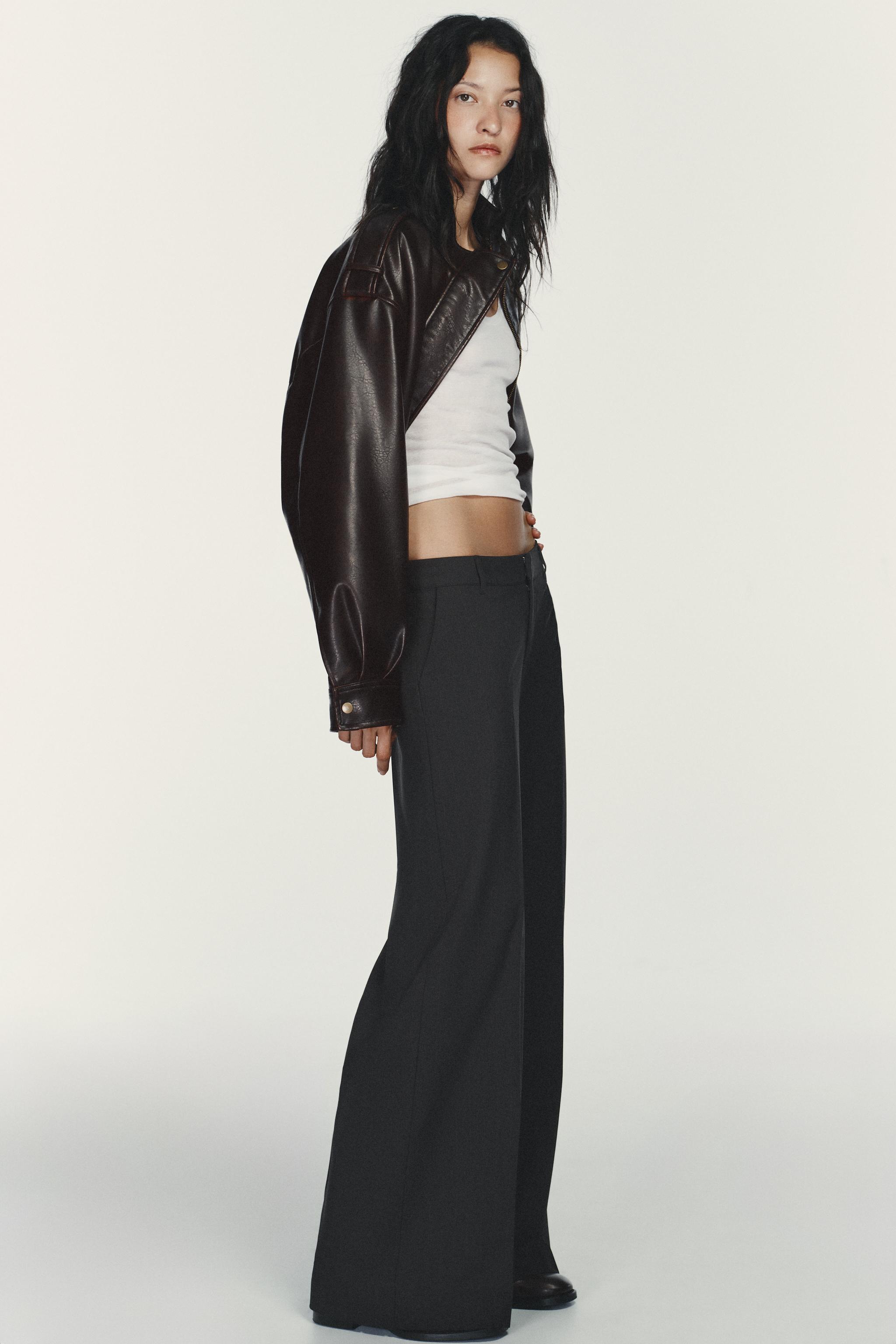 LOW-RISE PINSTRIPE PANTS